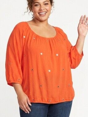 Old Navy Plus Size Coral Scoop-Neck Tunic with Grommet Accents